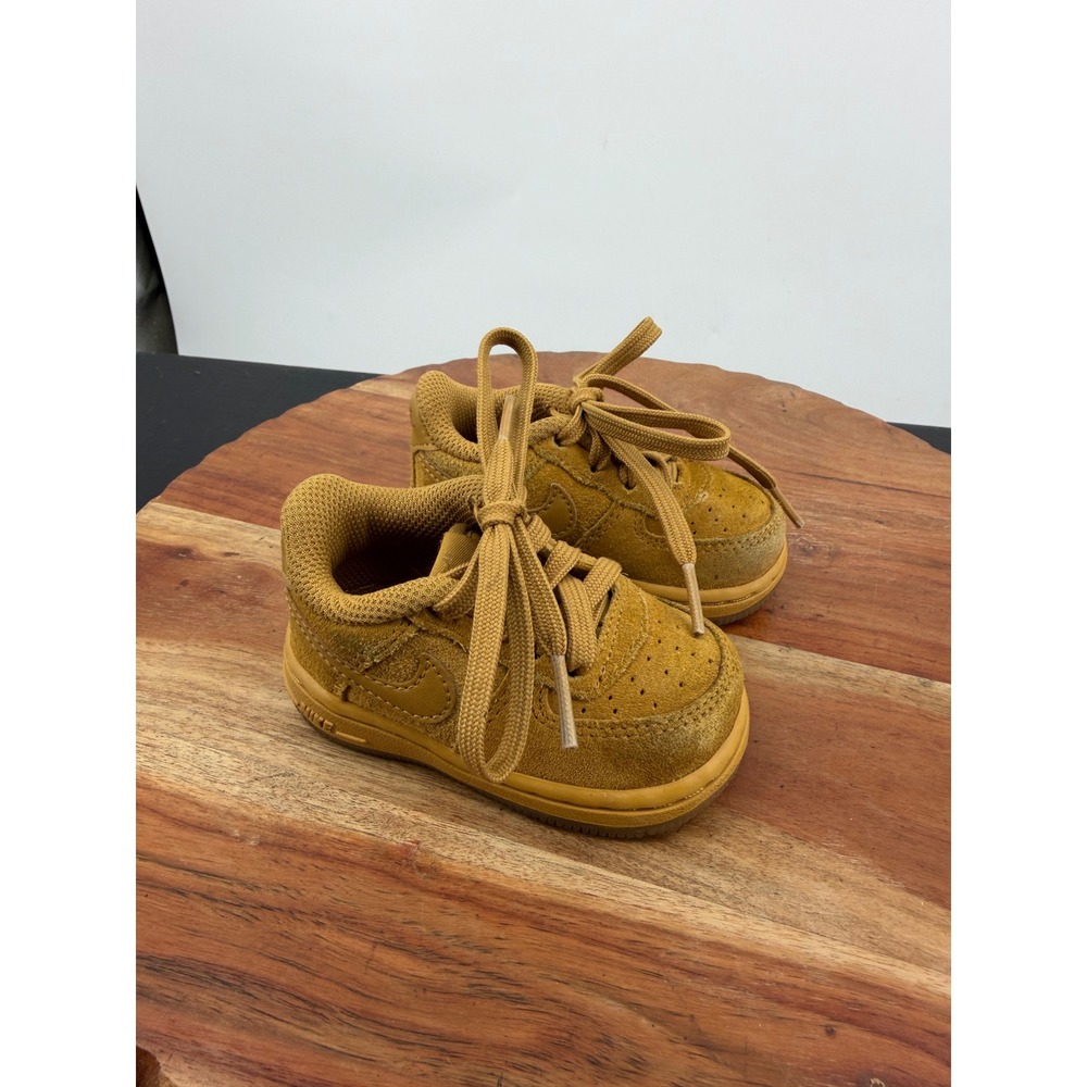 Nike Air Force 1 Crib Sneakers Kids 3C Wheat Tan Suede Low Top BQ5487-700